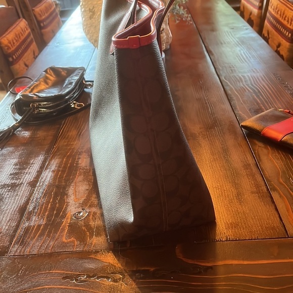 NWOT Coach City Tote Monogram with Red Leather Straps! - Picture 9 of 13